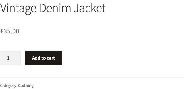A product page showing only the price, a quantity box and an Add to cart button